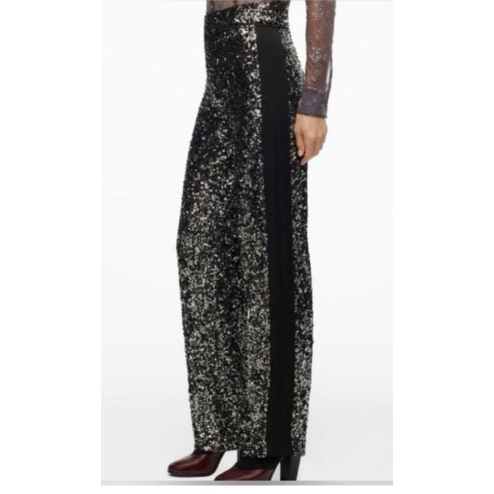 Elegant Black and Silver Sequin Women's Pants
